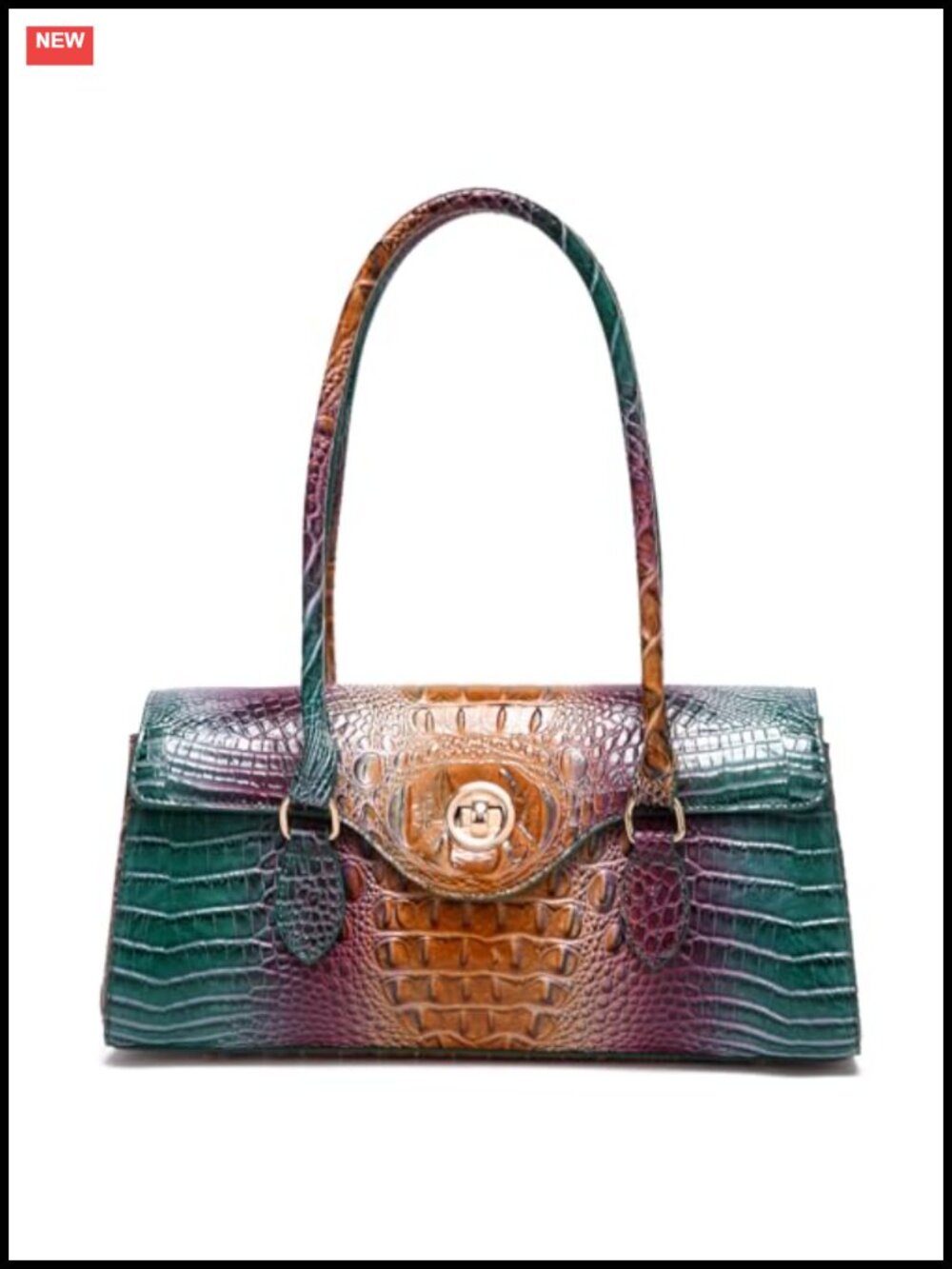 Crocodile Pattern Top Handle Satchel Tote Purse with Crossbody Strap